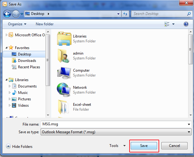 How to create msg file from Outlook