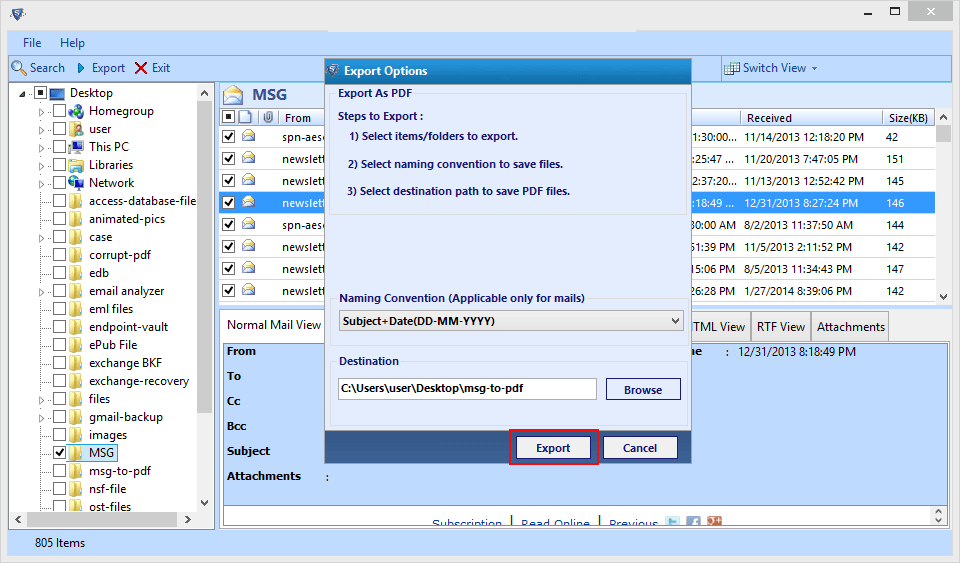 select destination location